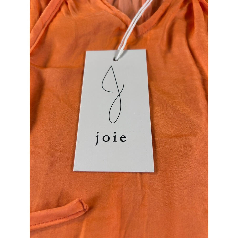 Joie Women XL Orange Peasant Blouse Ruffle Neck Boho Top Long Sleeve Peasant NWT - Picture 3 of 12